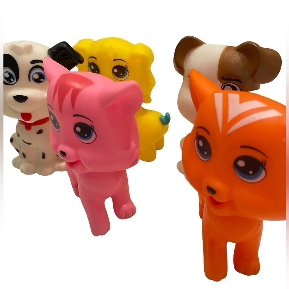 Dalmatian Dog Puppy & Two Other Puppies & Two Cat Figures Toy Figurine Animals